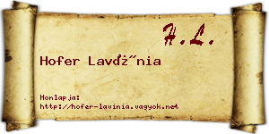 Hofer Lavínia névjegykártya